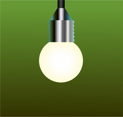 A shining lamp on a bright green background. Juicy illustration realistic