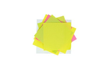 Colorful sticky notes and white paper note is stacking