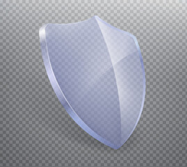 Purple transparent glass protective shield isolated on transparent background. Realistic EPS file.