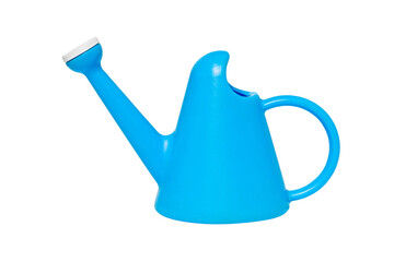 The blue plastic watering cans