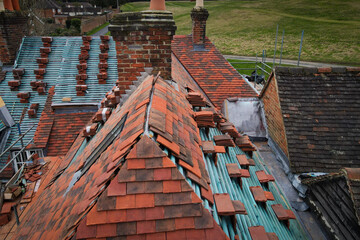 Old British house undergoing replacement roof works © William