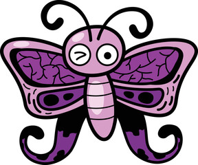 Hand drawn butterfly character illustration, vector