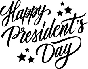 Happy President's Day. Hand drawn lettering. Creative calligraphy for US Presidents Day national holiday greetings and invitations. PNG file.