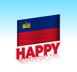 Liechtenstein independence day. Simple Liechtenstein flag and billboard in the sky. 3d lettering template. Ready special day design message.