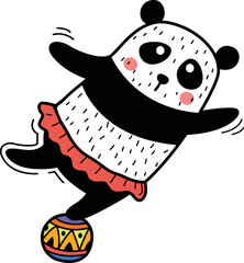 Hand drawn panda character illustration, vector