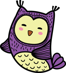 Hand drawn owl character illustration, vector