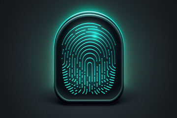 Human thumb fingerprint icon is blue lighting line, it using to scanning to access the system for technology security. Generative Ai image.	
