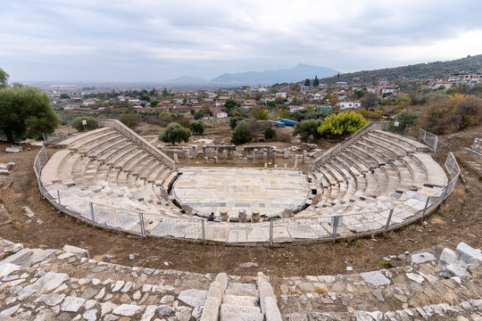 Theater view from Metropolis Ancient City. Torbali, Izmir, Turkey.