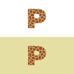 Letter P With Giraffe Skin Pattern Logo 001