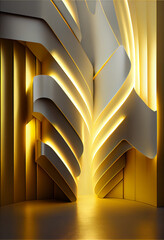 3d render of a building in gold