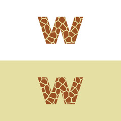Letter W With Giraffe Skin Pattern Logo 001