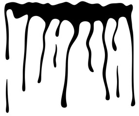 Black painted streaks. Isolated splashes and drops.