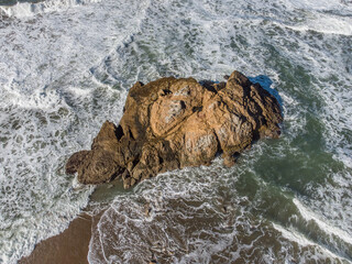 San Francisco Coastal Rock Formation from Above During the Day