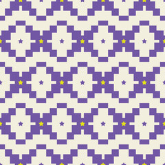 Abstract Ethnic Ikat Style Pixel Geometric Seamless Pattern Stars Squares Trendy Fashion Colors Perfect for Allover Print