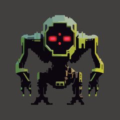 red eye scary robot silhouette
