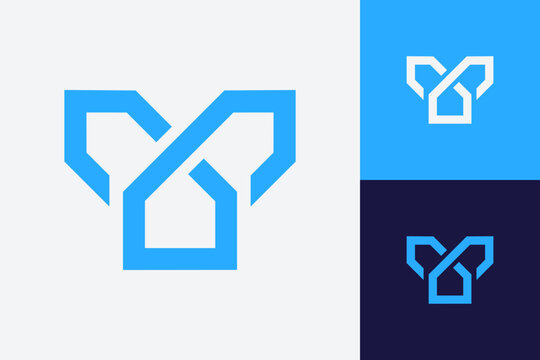 Letter Y real estate logo in simple monoline style. Logo that is easy to remember but still unique and eye catching. The perfect logo for a real estate company.