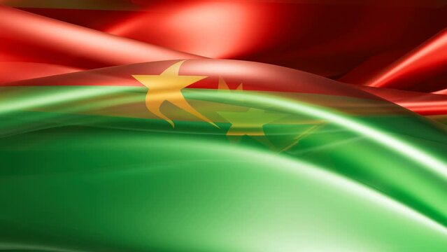 Burkina Faso flag shiny glass smooth overflow abstract shape waves moved infinite loop video background
