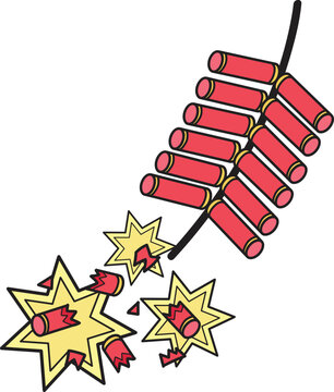 Hand Drawn Chinese firecrackers are exploding illustration