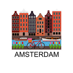 Amsterdam in old style card. 