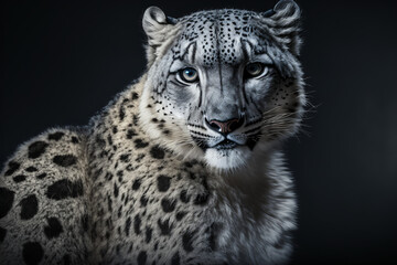 Portrait of a snow leopard, Generative AI	