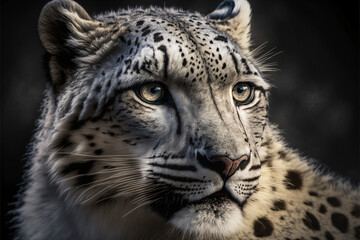 Fototapeta na wymiar Portrait of a snow leopard, Generative AI 