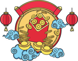 Hand Drawn Chinese red envelopes and money illustration