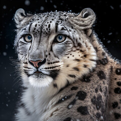 Portrait of a snow leopard, Generative AI	