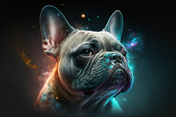 Epic cinematic portrait of a french bulldog, Generative AI