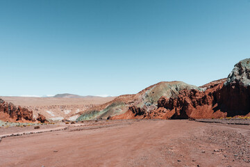 Rainbow Valley red rocks in San Pedro de Atacama Desert Chile
