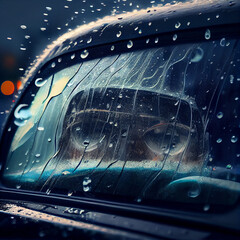 Fototapeta na wymiar Car in rainy day, created with Generative AI technology.