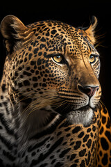 Portrait of a leopard, Generative AI	