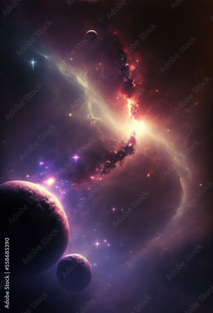 Wall mural abstract outer space endless nebula galaxy background. generative ai