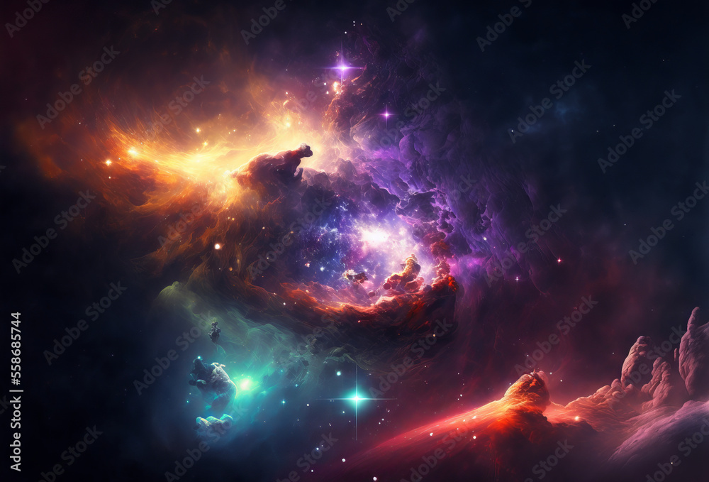 Wall mural abstract outer space endless nebula galaxy background. generative ai
