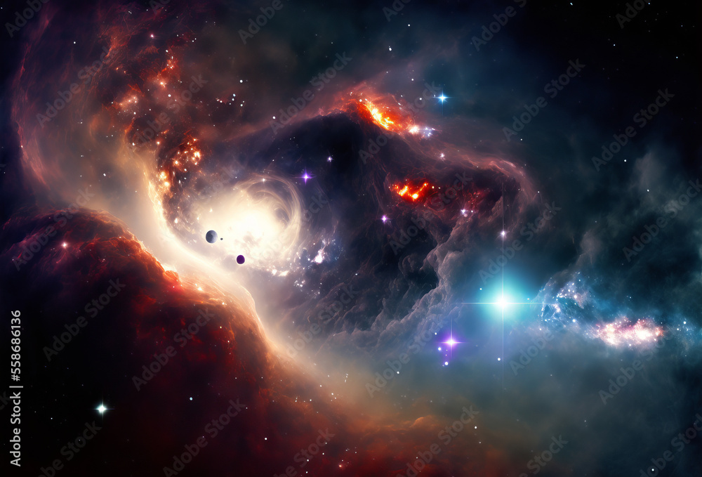 Sticker abstract outer space endless nebula galaxy background. generative ai