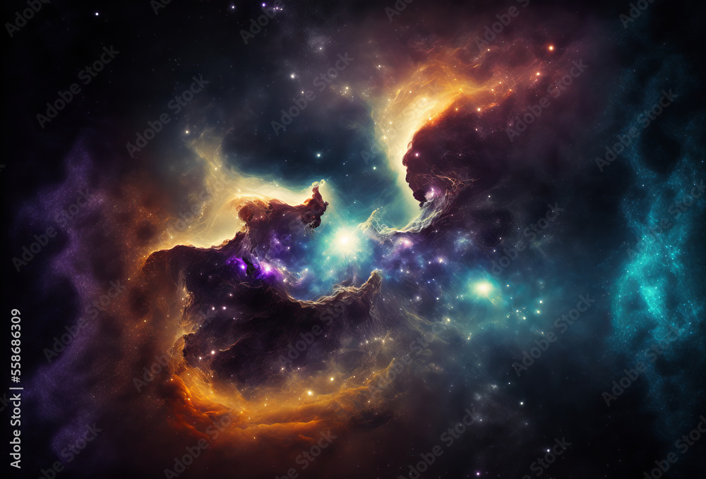 Wall mural abstract outer space endless nebula galaxy background. generative ai