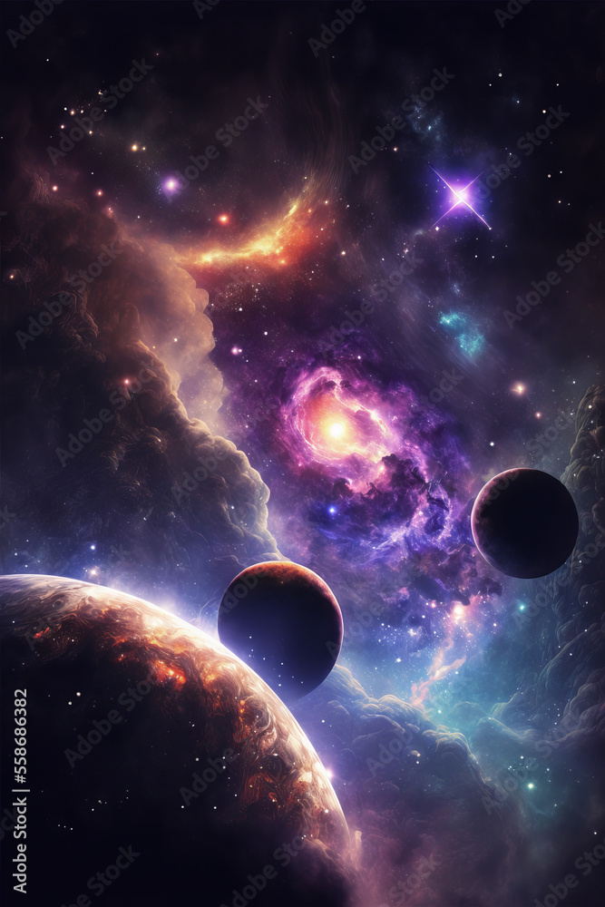 Wall mural abstract outer space endless nebula galaxy background. generative ai