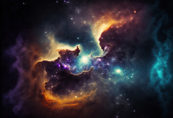 Abstract outer space endless nebula galaxy background. Generative ai