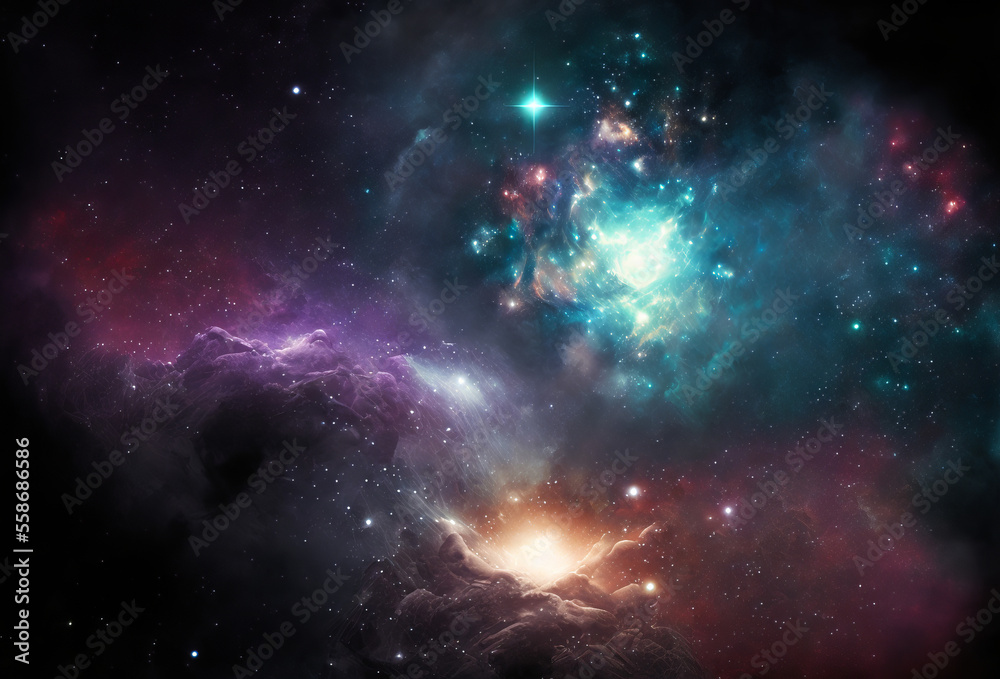 Wall mural abstract outer space endless nebula galaxy background. generative ai