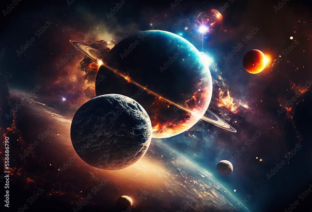 Wall mural abstract outer space endless nebula galaxy background. generative ai