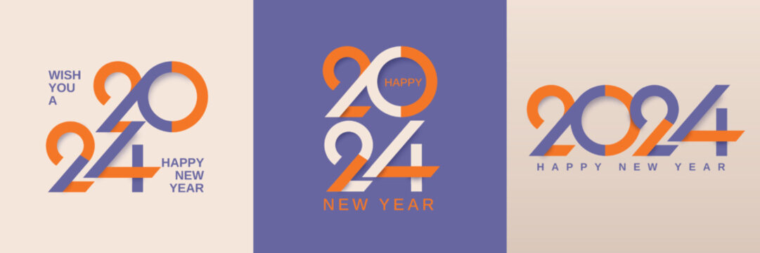Creative concept of 2024 new year square banner template for calendar, cover, poster, banner and template media post