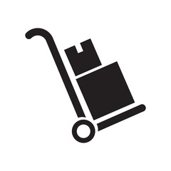 Delivery packages on a trolley symbol icon