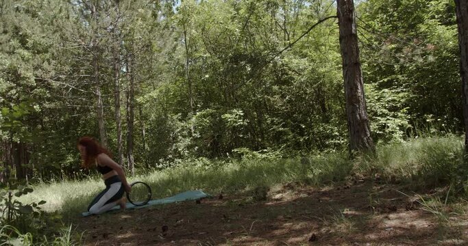 Forest yoga in summer