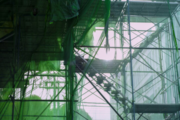 Green shading Net was used prevent construction sewage around construction site. and scaffolding