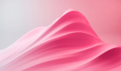 Fotobehang Fluor Roze Fantasy 3d rendering landscape of pink mountain valley. Creamy abstract background. Digital painting. Shiny and matte creamy ceramic material  © Katia