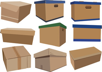 Set of Cardboard Boxes carton 