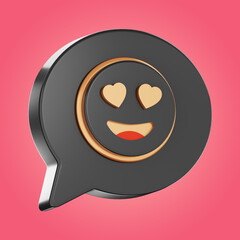 Premium Valentine's Day talking balloon emoji icon 3d rendering on isolated background