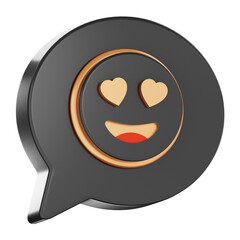 Premium Valentine's Day talking balloon emoji icon 3d rendering on isolated background PNG