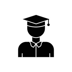 Female student icon illustration with graduation cap. icon related to education. glyph icon style. Simple vector design editable