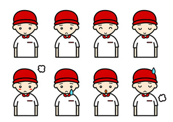 ファストフード男性店員表情セット