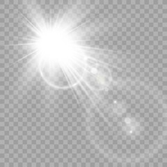 Vector transparent sunlight special lens flare light effect. Bright beautiful star. Light from the rays.	